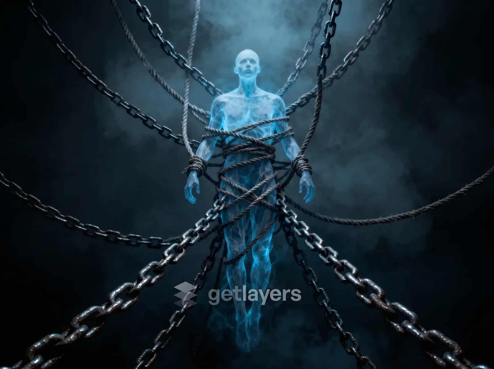 Chained Blue Figure