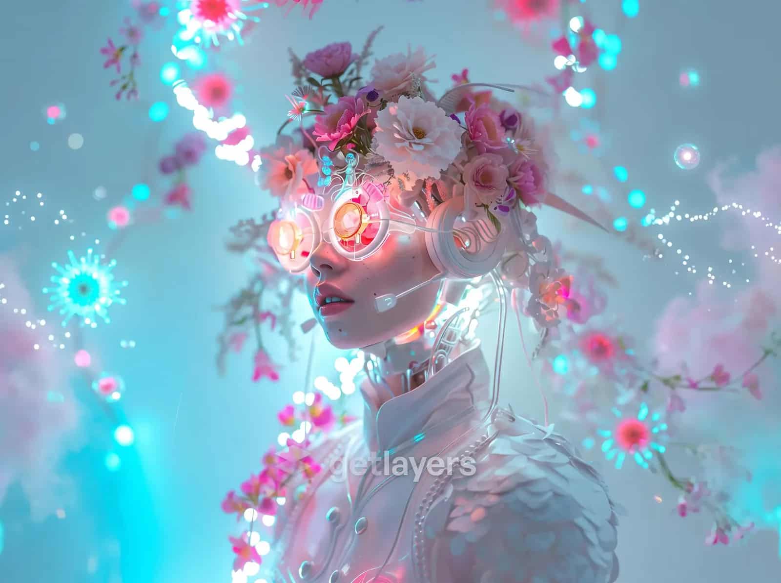 Cyan Blossom Face