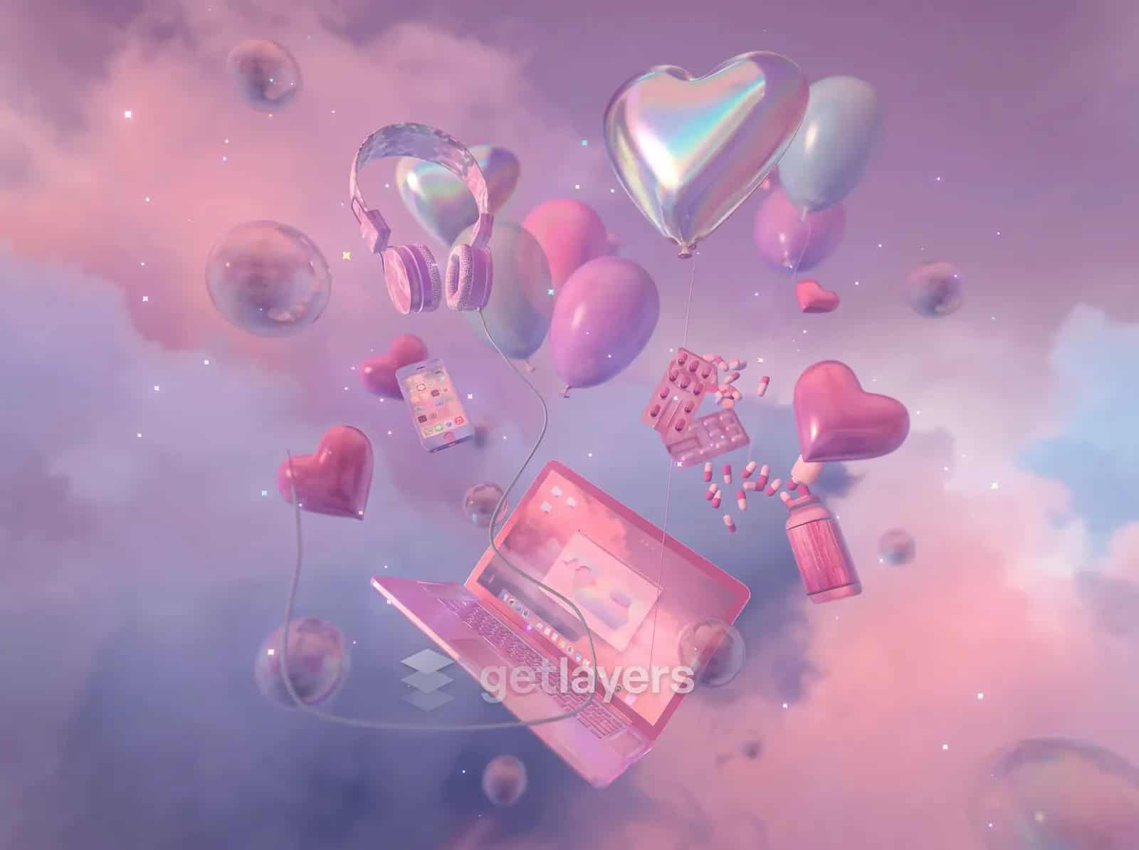 Floating Hearts Laptop