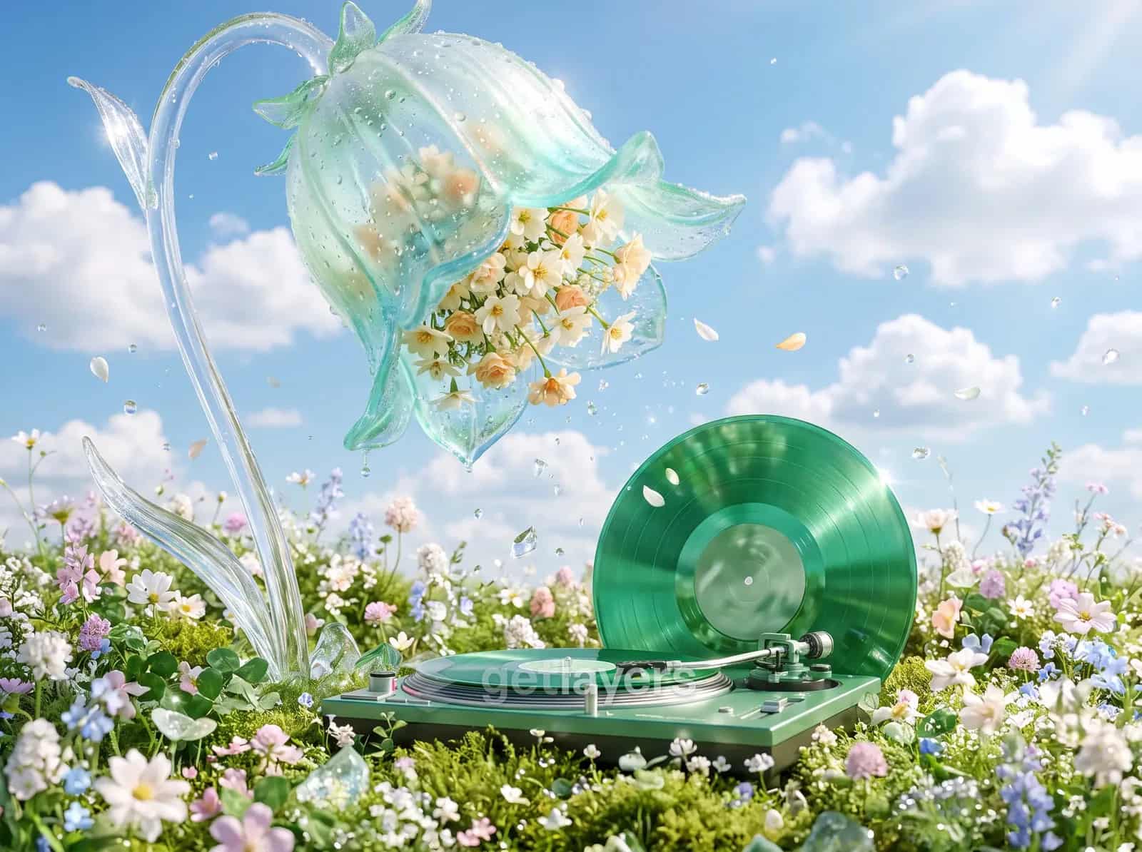 Glass Bloom Turntable