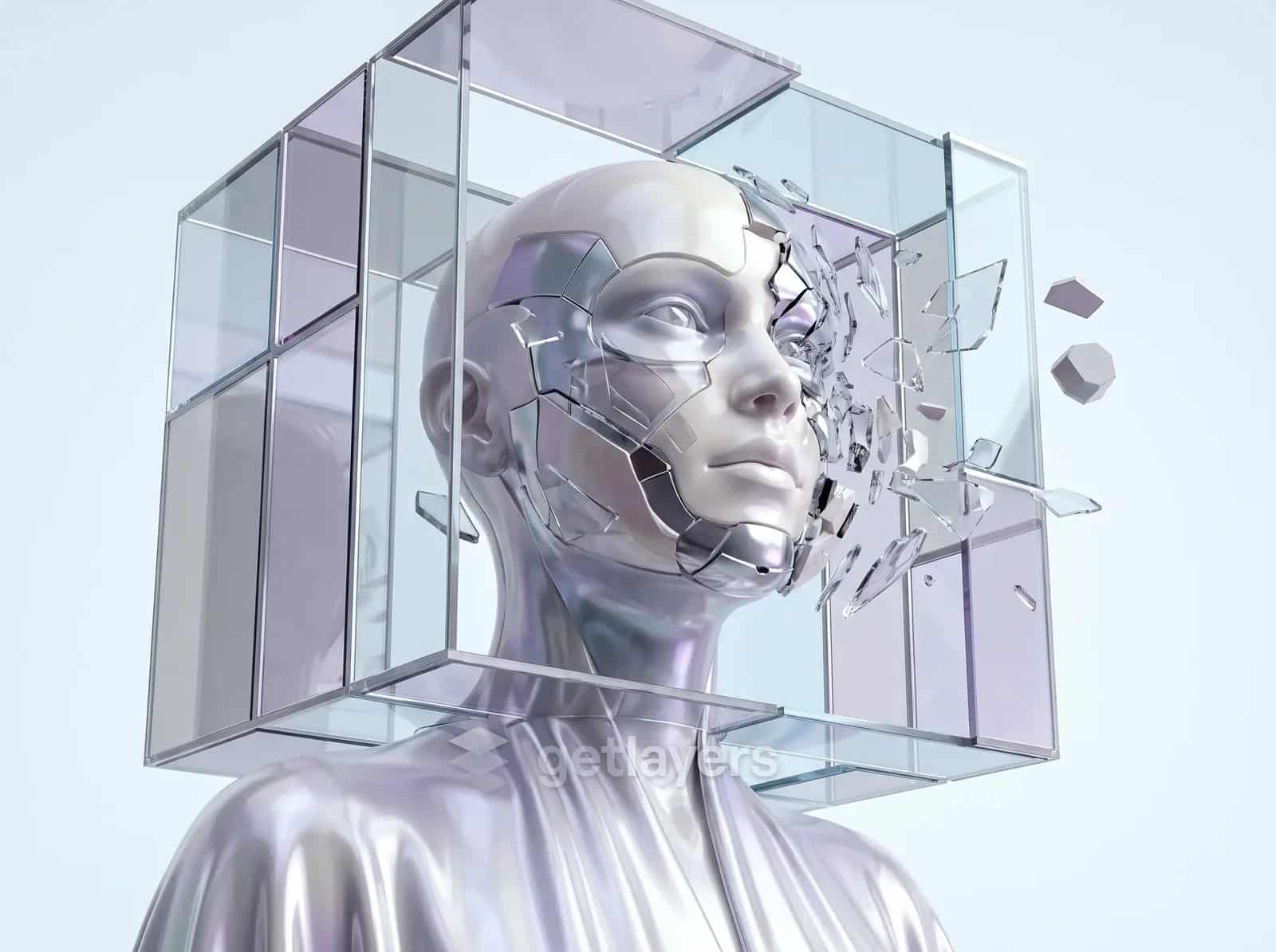 Glass Cube Head