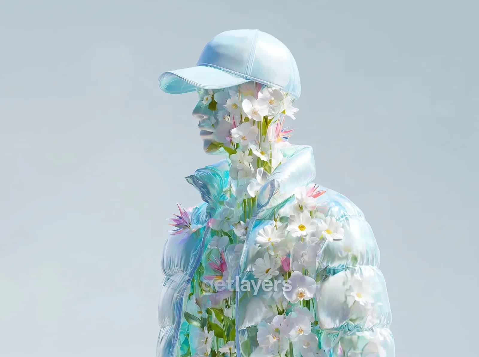 Glass Floral Puffer