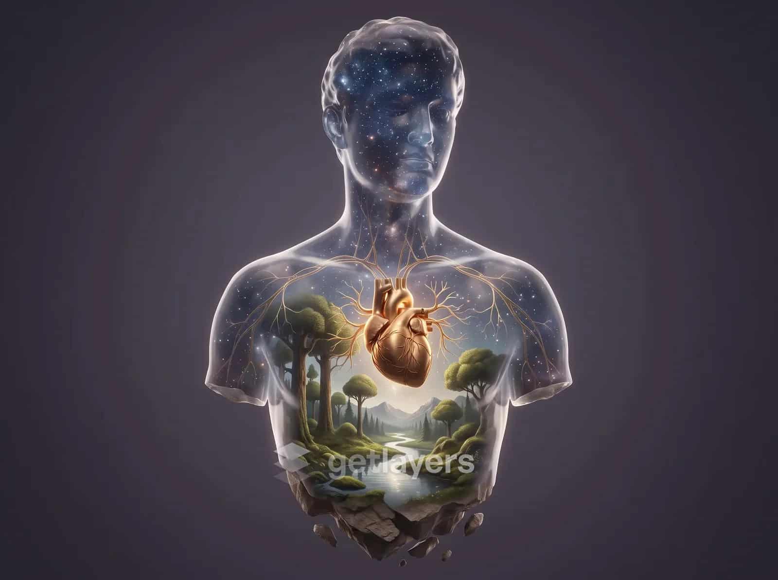 Glass Heart Bust