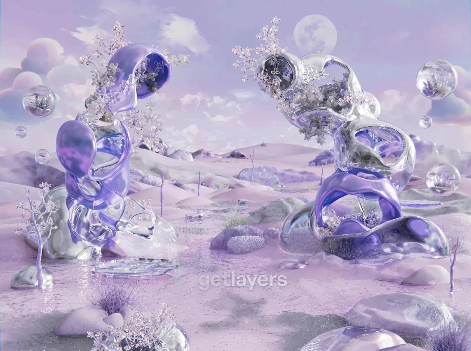 Lilac Glass Sculptures