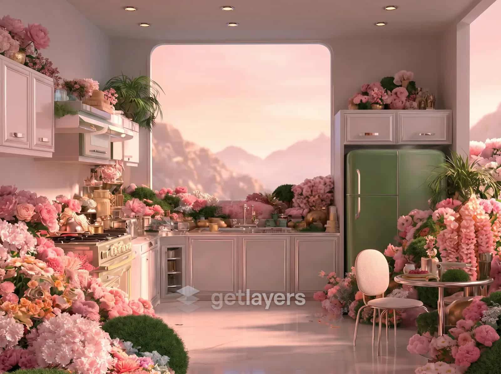 Pink Blossom Kitchen