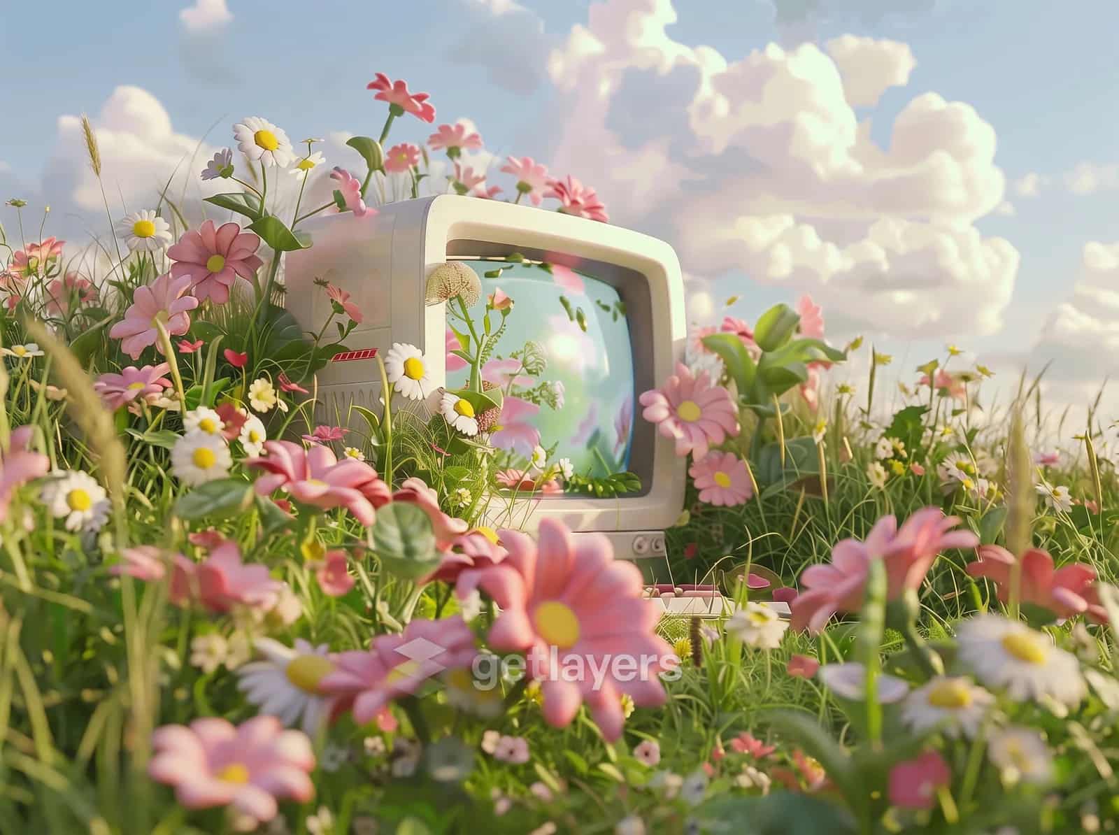 Retro Computer Flowers