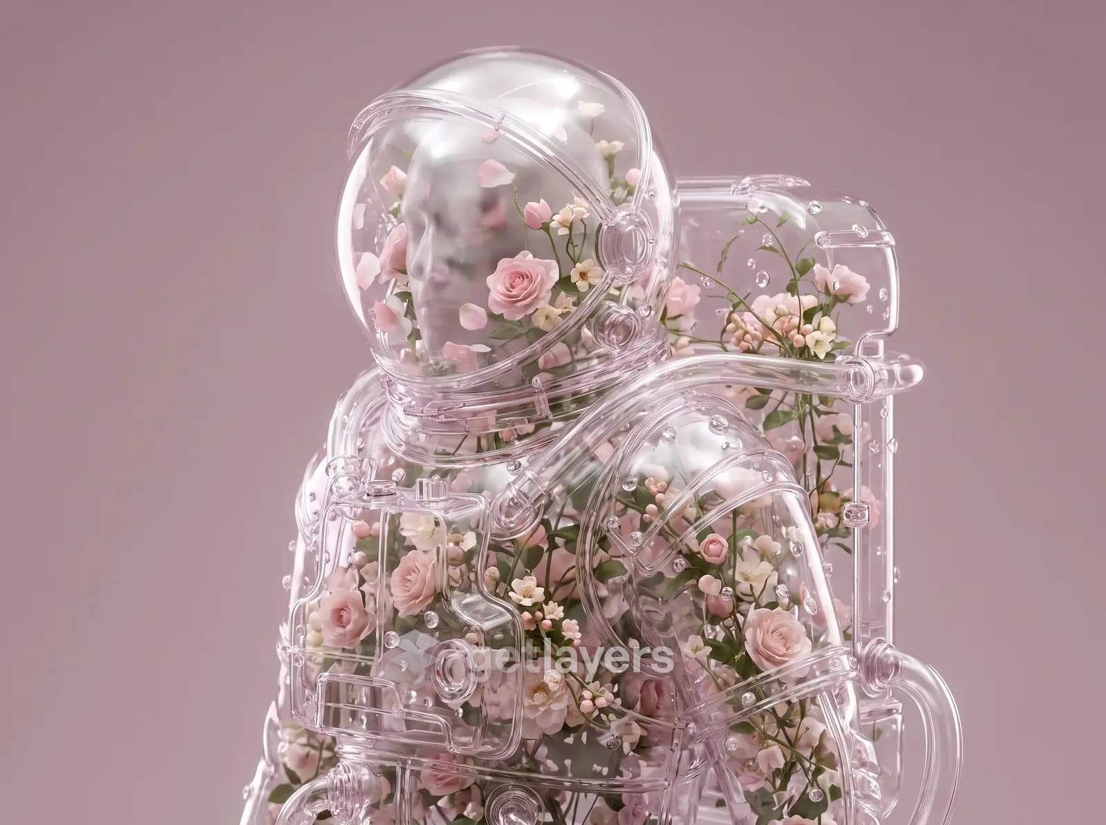 Glass Rose Figure