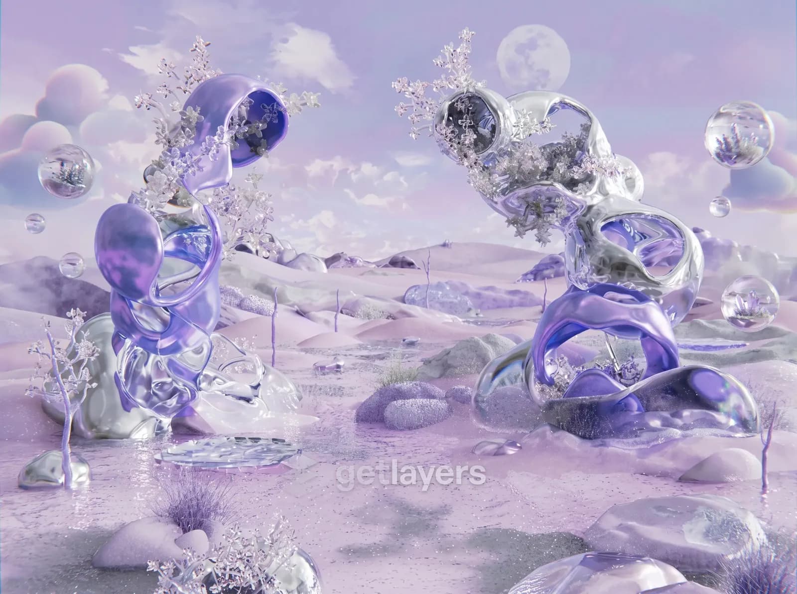 Lilac Glass Sculptures