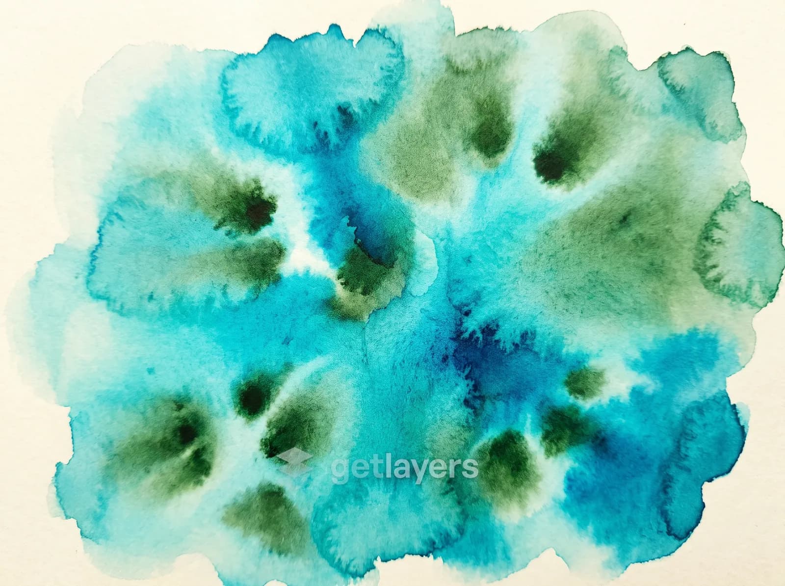 Teal Watercolor Bloom