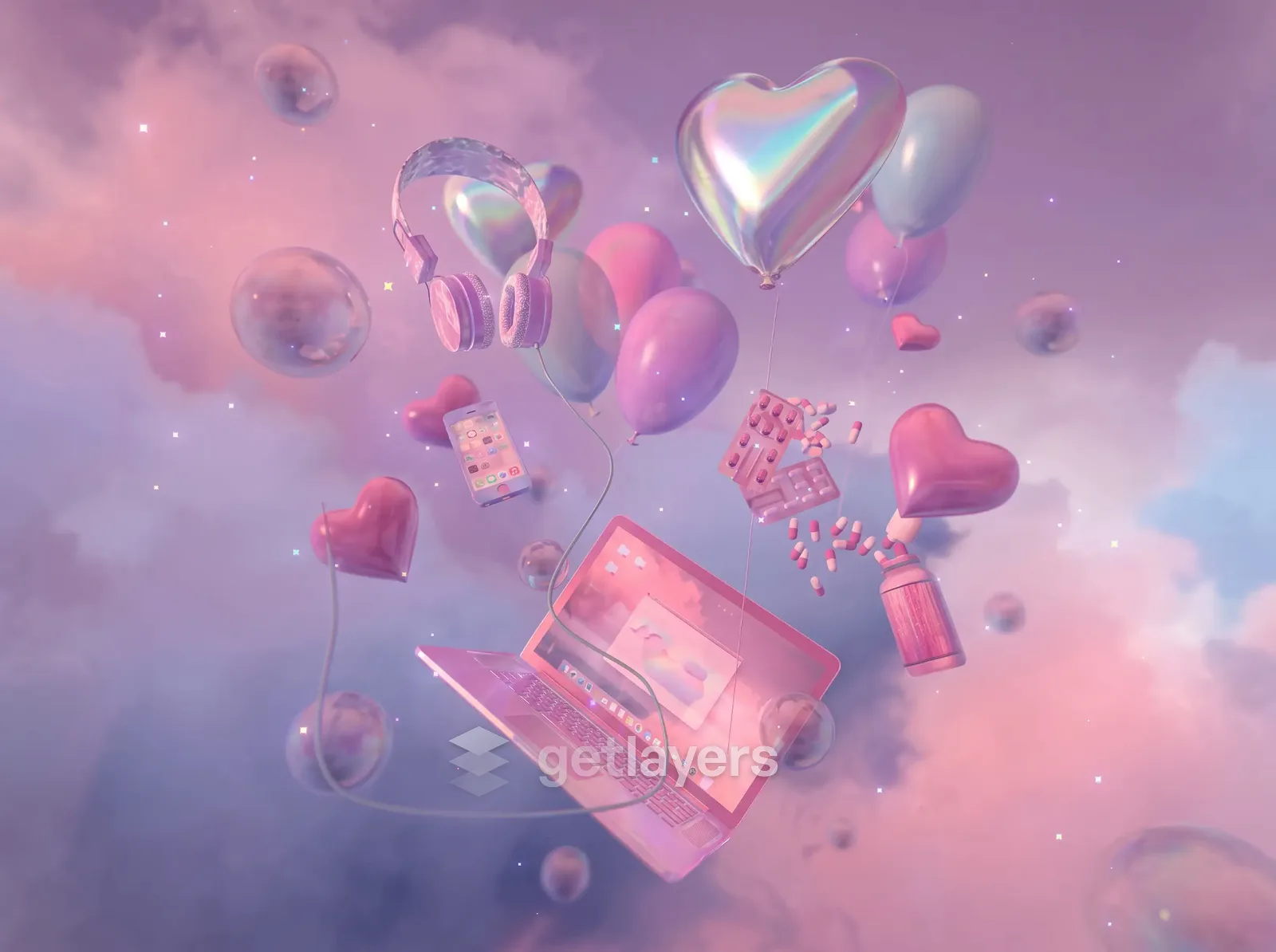 Floating Hearts Laptop