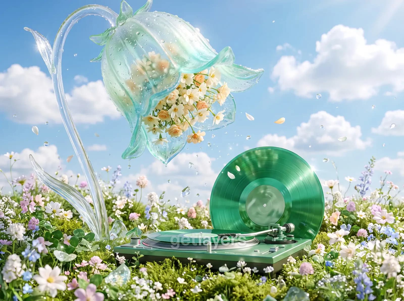Glass Bloom Turntable